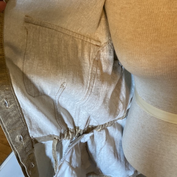 Boston proper brushed gold metallic linen blend shacket size M studded pockets - Picture 8 of 12